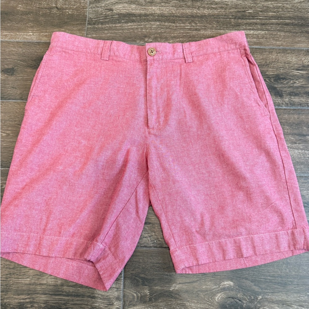 J. Crew Men's Heathered Red Flat Front Gramercy Shorts